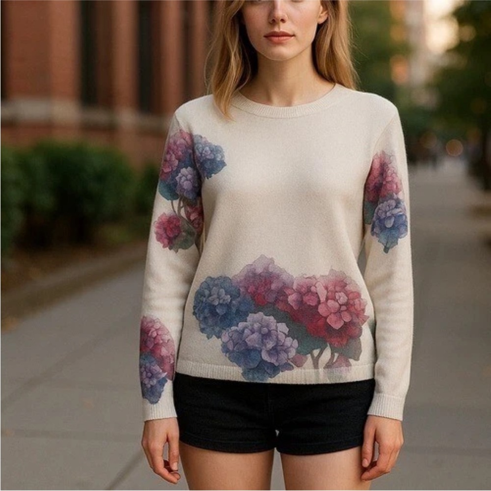NWT made in Italy Floral print wool and mohair sweater